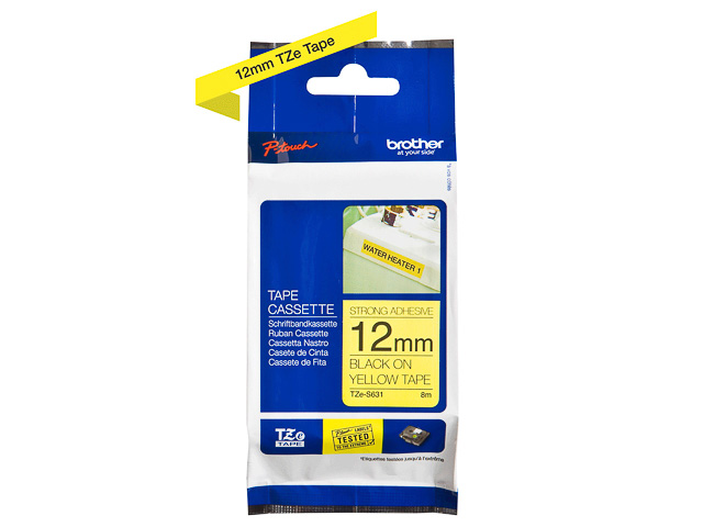 TZES631 BROTHER PTOUCH 12mm GELB-SCHW Schriftband 8m laminiert
