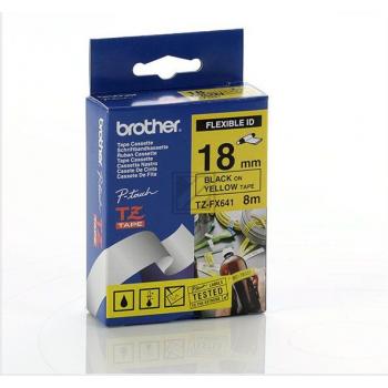 TZEFX641 BROTHER PT Schriftband 18mm gelb schwarz 8 Meter laminiert