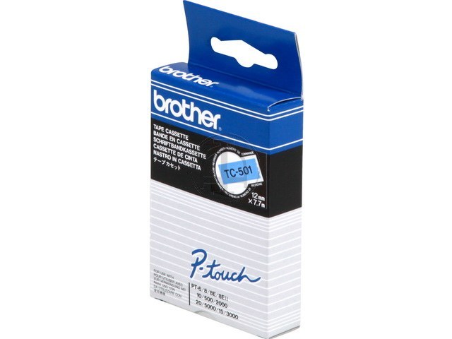 TC501 BROTHER PTOUCH 12mm BLAU-SCHWARZ Schriftband 7,7m laminiert