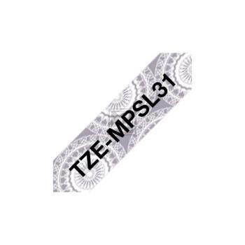 TZEMPSL31 BROTHER PT Schriftband 12mm schwarz silber 4 Meter laminiert