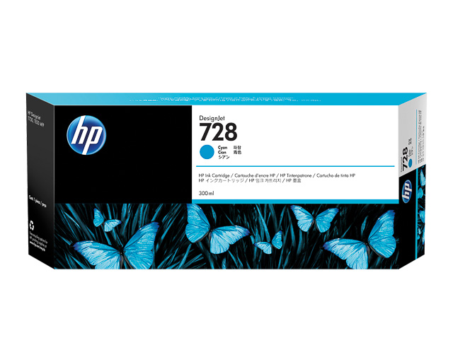 F9K17A HP DNJ T730 TINTE CYAN EHC HP728 300ml extra hohe Kapazitaet