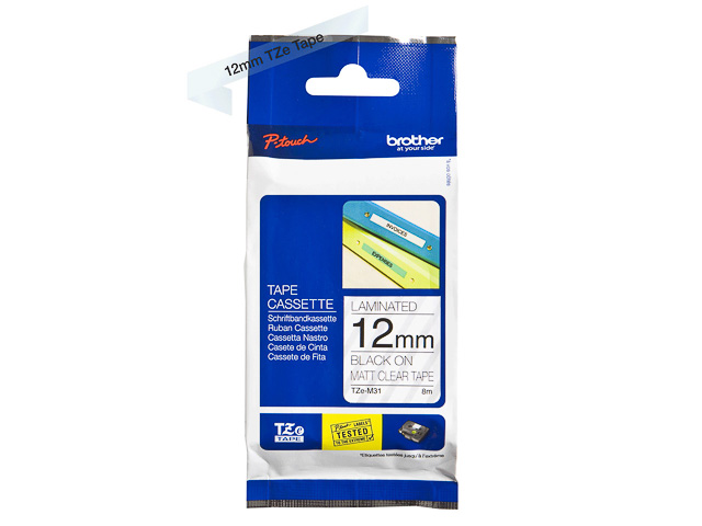 TZEM31 BROTHER PTOUCH 12mm KLAR-MATTSCH Schriftband 8m laminiert