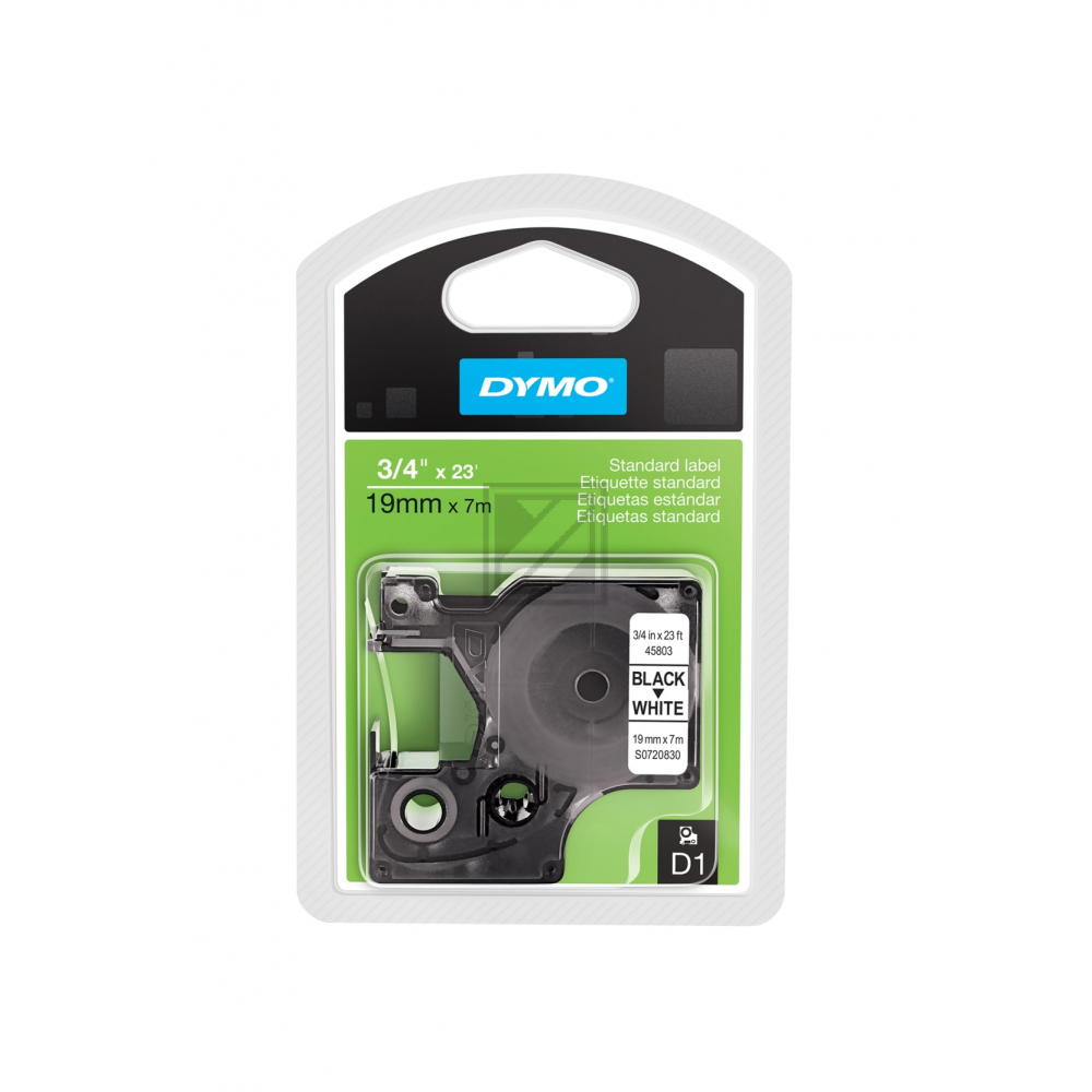 S0720830 DYMO D1 Schriftband 19mm schwarz weiss 7 Meter
