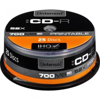 INTENSO CDR80 700MB 52x IW (25) CB 1801124 Cake Box inkjet printable