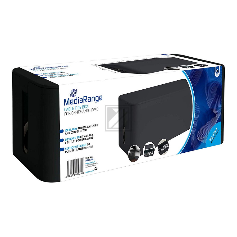 MRCS308 MEDIARANGE Kabelbox schwarz 405x133x155mm big