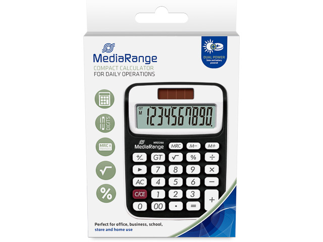 MEDIARANGE TASCHENRECHNER SCHW/WEISS MROS190 10stelliges Display