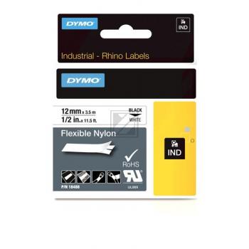 18488 DYMO IND Schriftband 12mm schwarz weiss 3,5 Meter Nylon