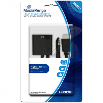 MEDIARANGE HDMI ZU VGA KONVERTER MRCS167 3.5mm Audioanschluss schwarz