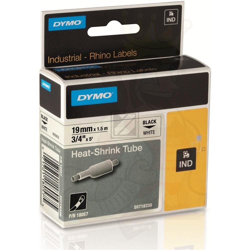 18057 DYMO IND Schrumpfschlauch 18mm schwarz weiss 1,5 Meter