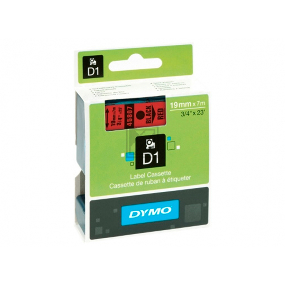 S0720870 DYMO D1 Schriftband 19mm schwarz rot 7 Meter