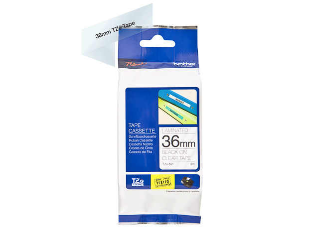 TZE161 BROTHER PTOUCH 36mm KLAR-SCHW Schriftband 8m laminiert