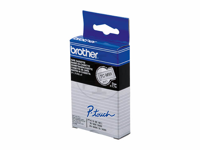TCM91 BROTHER PTOUCH 9mm KLAR MATT-SCHW Schriftband 7,7m laminiert