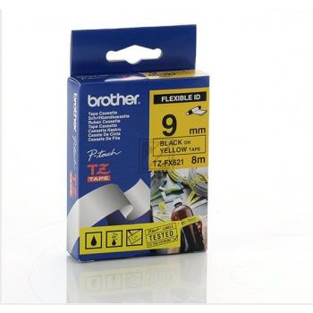 TZEFX621 BROTHER PT Schriftband 9mm gelb schwarz 8 Meter laminiert