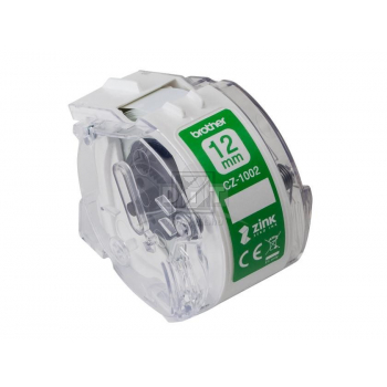 CZ1002 BROTHER PT Etikettenrolle 12mm weiss farbig 5 Meter permanent