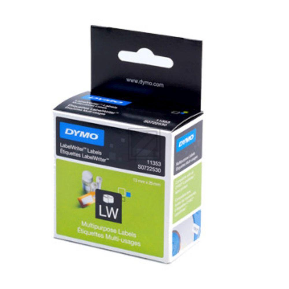 S0722530 DYMO 11353 Etikettenrolle 12x24mm weiss schwarz 1000 Stück Papier