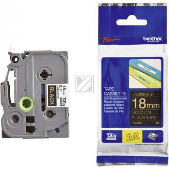 TZE344 BROTHER PT Schriftband 18mm schwarz gold 8 Meter laminiert