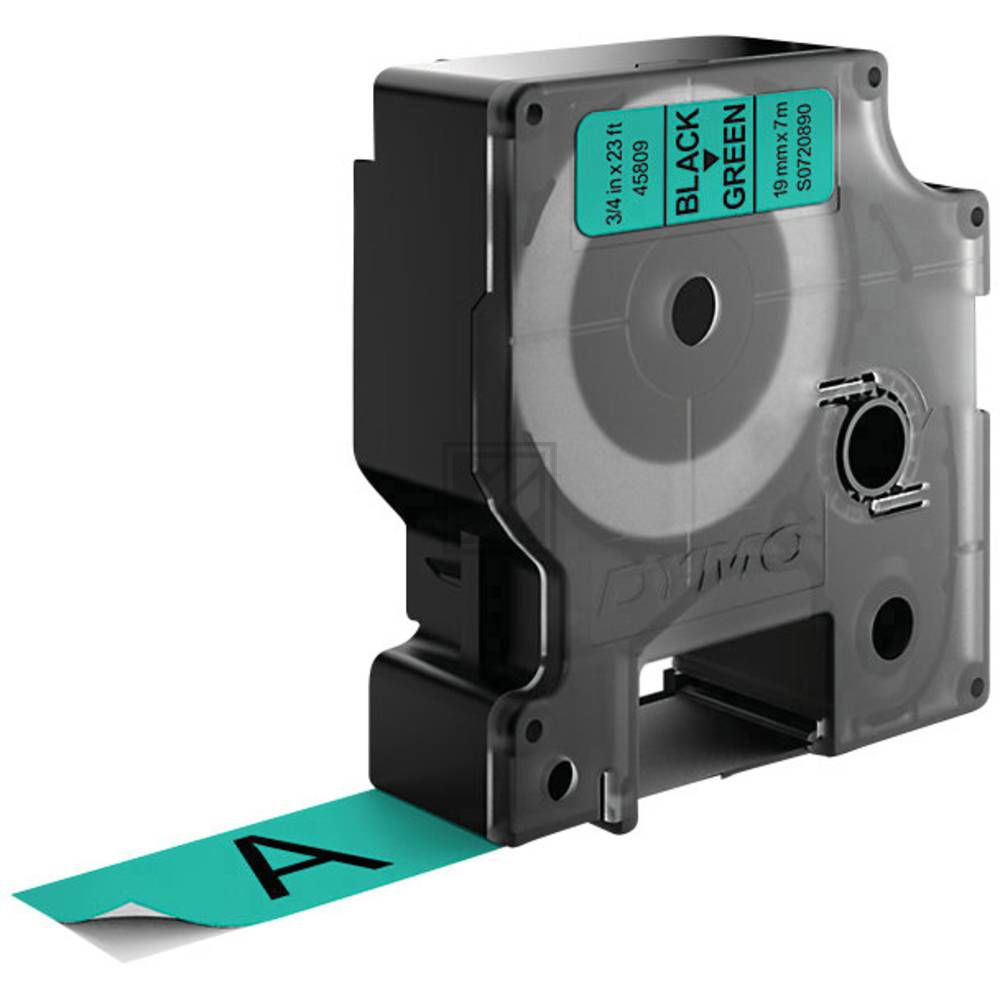 S0720890 DYMO D1 Schriftband 19mm schwarz gruen 7 Meter