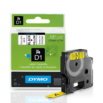 S0720580 DYMO D1 Schriftband 12mm schwarz gelb 7 Meter