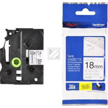 TZESE4 BROTHER PT Schriftband 18mm weiss schwarz 8 Meter laminiert