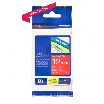 TZE435 BROTHER PT Schriftband 12mm rot weiss 8 Meter laminiert