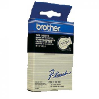TC201 BROTHER PT Schriftband 12mm weiss schwarz 7,7 Meter laminiert