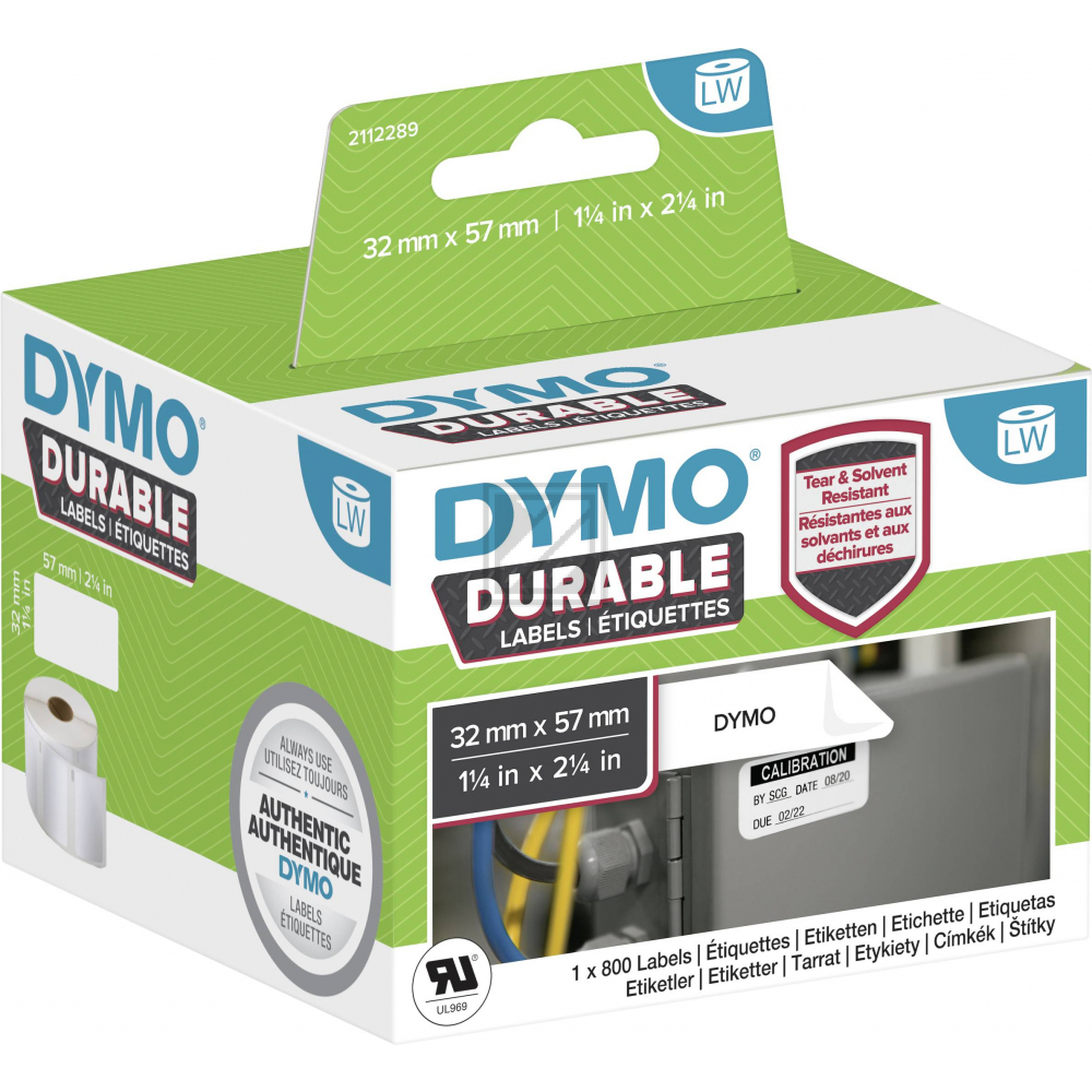 2112289 DYMO LW Adressetiketten 57x32mm weiss schwarz 800 Stück permanent PP