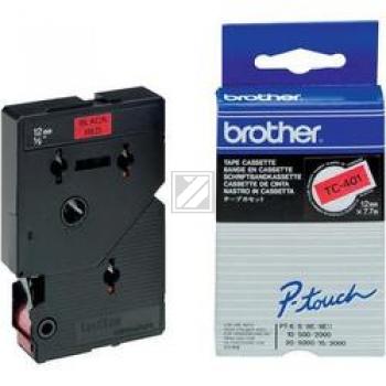 TC401 BROTHER PT Schriftband 12mm rot schwarz 7,7 Meter laminiert