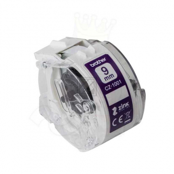 CZ1001 BROTHER PT Etikettenrolle 9mm weiss farbig 5 Meter permanent