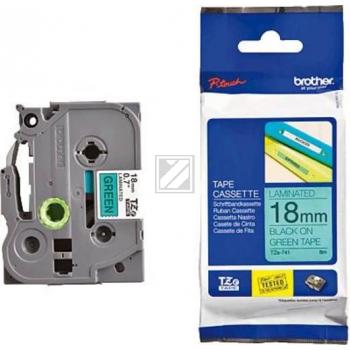 TZE741 BROTHER PT Schriftband 18mm gruen schwarz 8 Meter laminiert