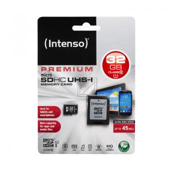 INTENSO MICRO SDHC KARTE UHS-I 32GB 3423480 45MB/s mit Adapter