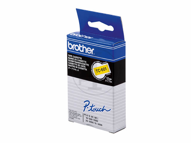 TC601 BROTHER PTOUCH 12mm GELB-SCHWARZ Schriftband 7,7m laminiert