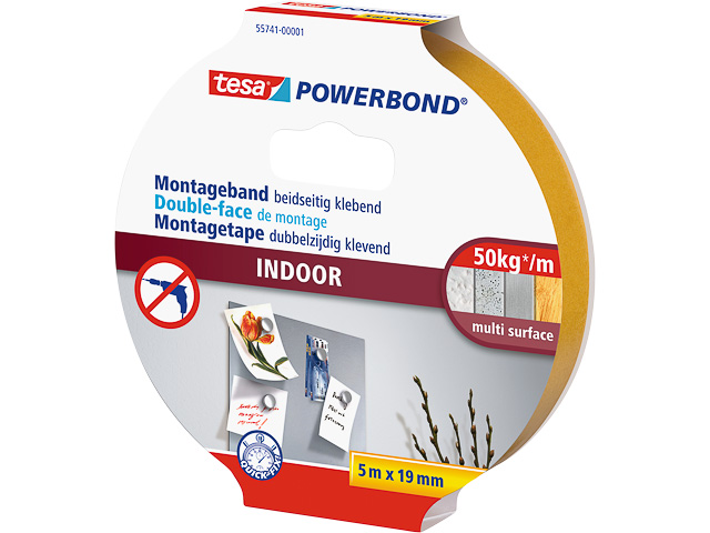 TESA POWERBOND MONTAGEBAND INDOOR 55741-00001-03 5mx19mm doppelseitig