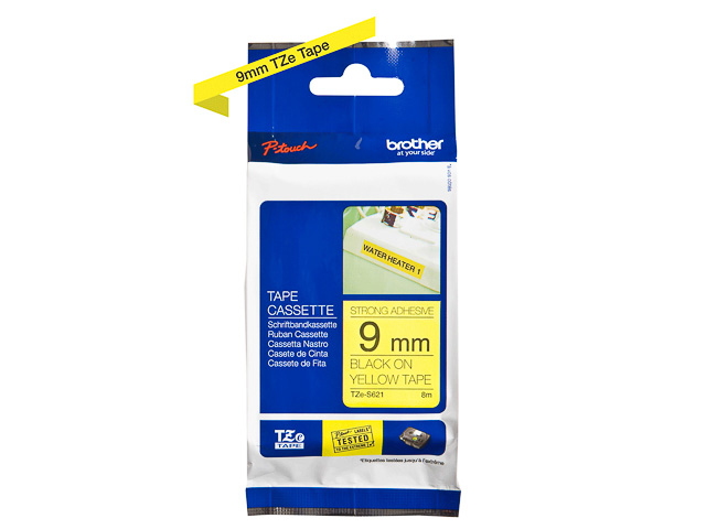 TZES621 BROTHER PTOUCH 9mm GELB-SCHW Schriftband 8m laminiert