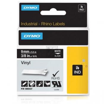 1805437 DYMO IND Schriftband 9mm weiss schwarz 5,5 Meter Vinyl