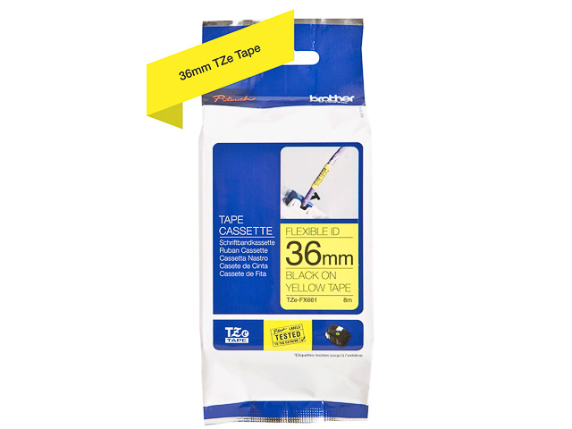 TZEFX661 BROTHER PTOUCH 36mm GELB-SCHW Schriftband 8m laminiert