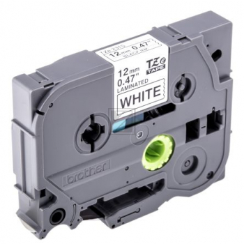 TZE231S2 BROTHER PT Schriftband 12mm weiss schwarz 4 Meter laminiert