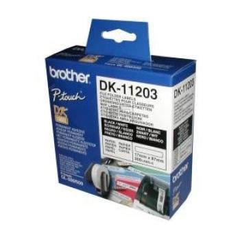DK11203 BROTHER QL550 Etikettenrolle 17x87mm weiss schwarz 300 Stück