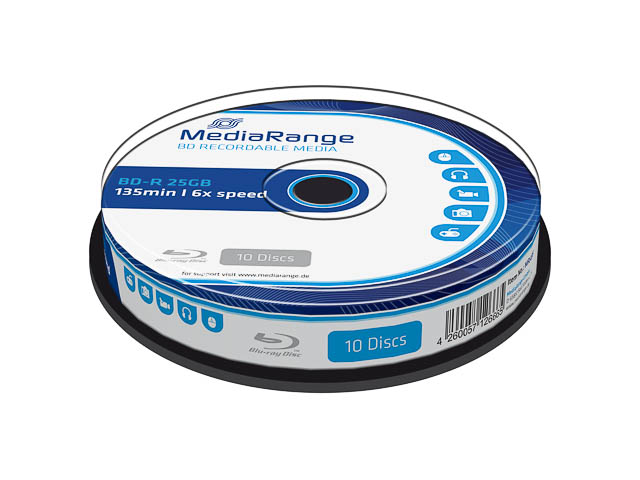MEDIARANGE BD-R 25GB 6x (10) CB WORM MR499 Blu-ray Cake Box
