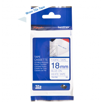 TZEFA4 BROTHER PT Aufbuegelband 18mm weiss blau 3 Meter nicht laminiert