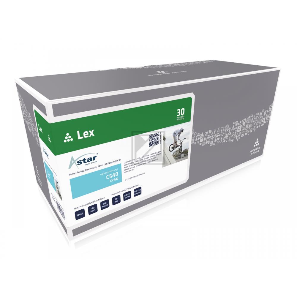 AS14054 ASTAR LEXMARK C540H1CG Optra C Toner cyan rebuilt 2000Seiten Chip