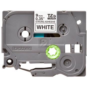 TZES221 BROTHER PT Schriftband 9mm weiss schwarz 8 Meter laminiert