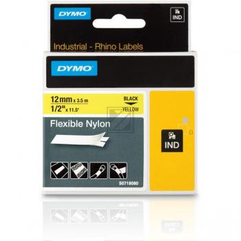 18490 DYMO IND Schriftband 12mm schwarz gelb 3,5 Meter Nylon