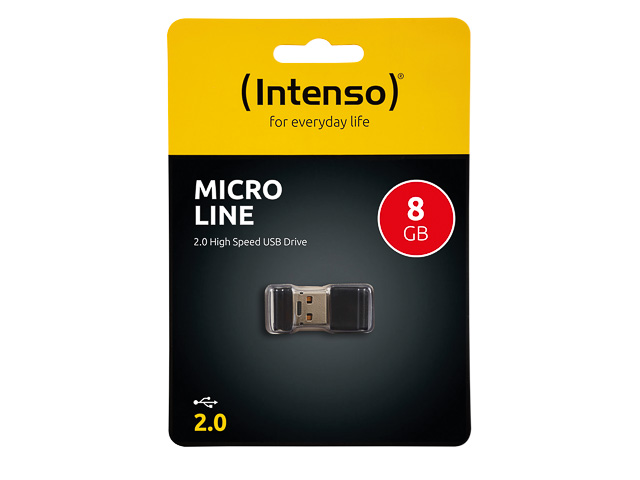 INTENSO MICRO LINE USB STICK 8GB 3500460 16,5MB/s USB 2.0 schwarz