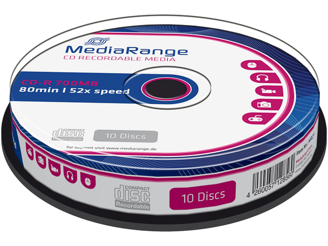 MEDIARANGE CDR80 700MB 52x (10) CB MR214 Cake Box