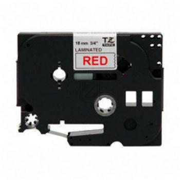 TZE242 BROTHER PT Schriftband 18mm weiss rot 8 Meter laminiert