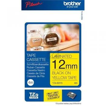 TZE631S BROTHER PTOUCH 12mm GELB-SCHW Schriftband 4m laminiert