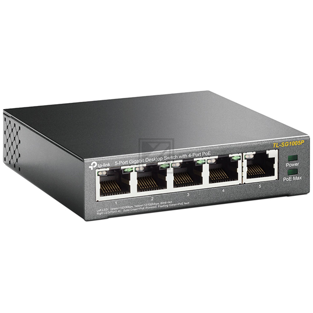TP-LINK TL-SG1005P DESKTOP SWITCH Standalone 5xRJ45 PoE unmanaged schwarz