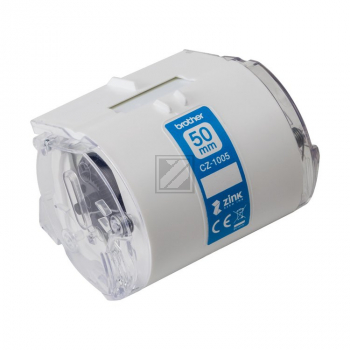 CZ1005 BROTHER PT Etikettenrolle 50mm weiss farbig 5 Meter permanent