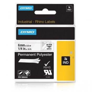 1805442 DYMO IND Schriftband 6mm schwarz weiss 5,5 Meter PES
