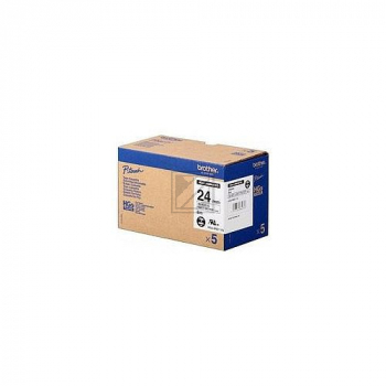 HGEM951V5 BROTHER PT Schriftband (5) 24mm silber schwarz 5x8 Meter laminiert